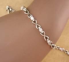 Vintage eternity sweetheart bracelet / sterling cz tennis Bracelet - bri... - £90.46 GBP