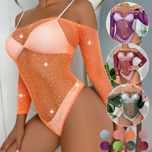 SH Women&#39;s Underwear Fishnet Bodysuit Sparkle Rhinestone Sexy Lingerie Costumes - $10.43