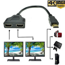 4K Hdmi Male To 2 Female Cable Splitter Adapter 1 To 2 Way Converter For... - £12.54 GBP