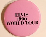 Vintage Elvis Presley Pinback Button Elvis 1990 World Tour pinkish/Purpl... - $12.86