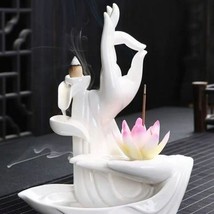 Nirvana Incense Burner Statue with Lotus | Buddha Hand Fengshui Home Decor #289 - £63.34 GBP