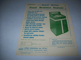 Visual Response Analyzer By Urban Industries Inc. Reflex Game Flyer Brochure - $20.25