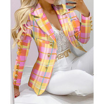 Colorful Blazer + White Pants   Full Sleeve Buttoned Collar Gold Tone Ha... - £50.99 GBP