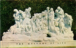 Mystery of Life Sculpture Forest Lawn Memorial Glendale CA  Chrome Postcard B3 - £2.33 GBP