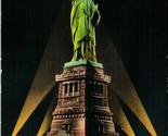 Statua Della Libertà Notte Vista New York Ny Nyc Unp Lino Cartolina C3 - $12.24