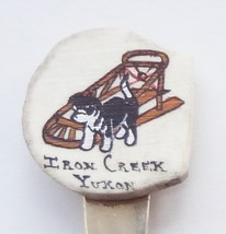 Collector Souvenir Spoon Canada Yukon Iron Creek Husky Dog Sled Painted Bone - £7.89 GBP