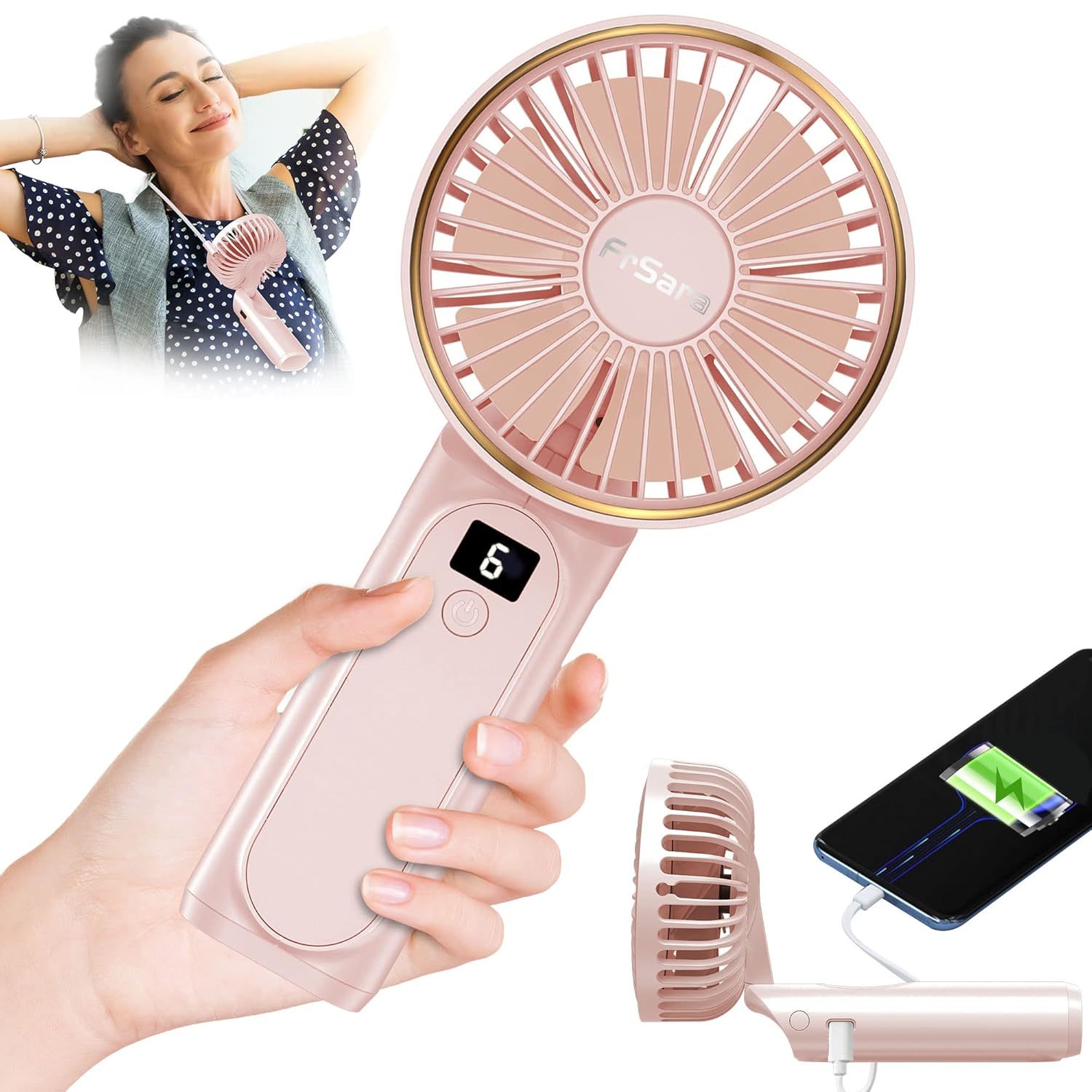 Portable Handheld Fan, Neck Fan, Mini Desk Fan, Multi-Function Fan, 4000Mah Ultr