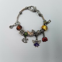 RMN Roman Baby Theme 7 1/2&quot; Charm Bracelet Rocking Horse Carriage Enamel Glass - £17.26 GBP