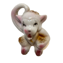 Vintage Porcelain Sugared Monkey Figurine Pink White Made in Japan 2.75 inch - £10.07 GBP