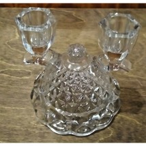 Imperial Candle Holder Clear Crystal Double Cone Base Laced Edge 4.5&quot; - $8.95