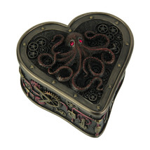 Heart Shaped Steampunk Octopus Trinket Stash Box - £35.60 GBP