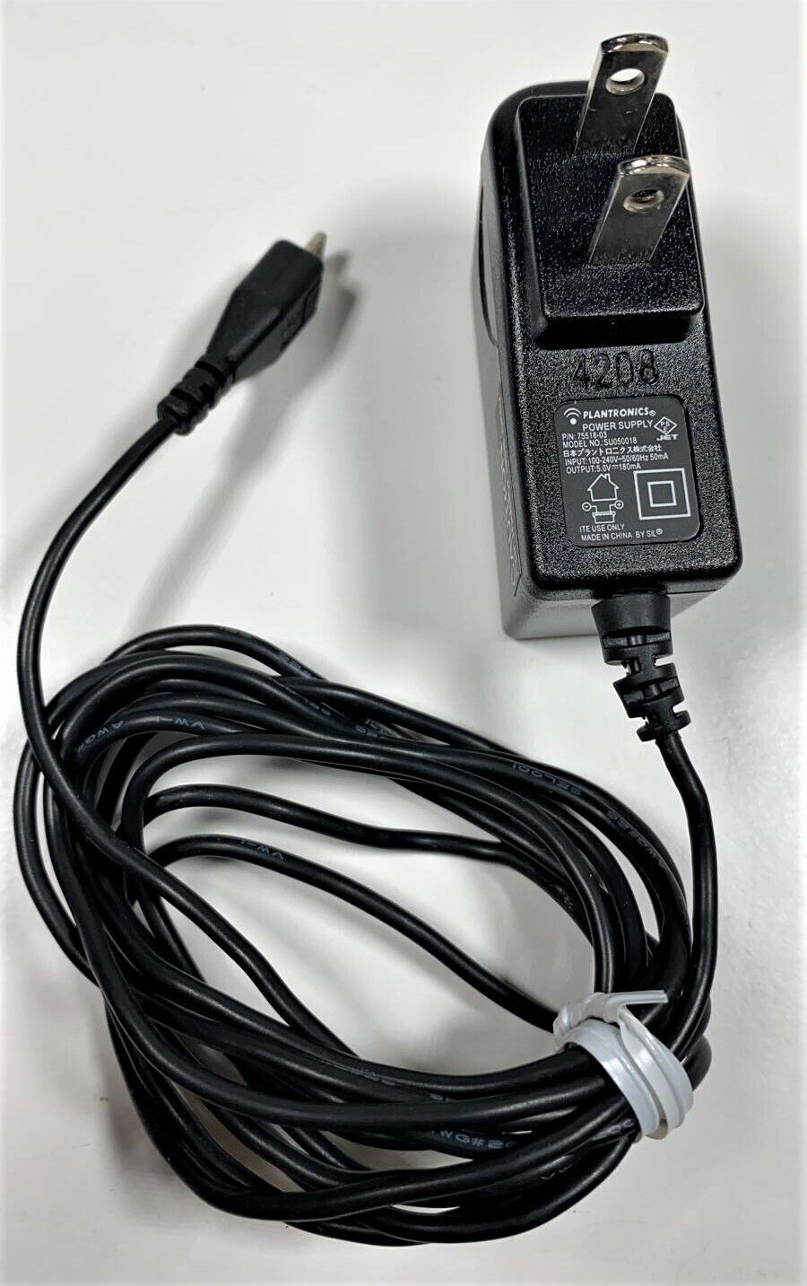 5V 180mA Plantronics Adaptador de Corriente - Modelo SU050018 P/N 75518-03 - $8.89