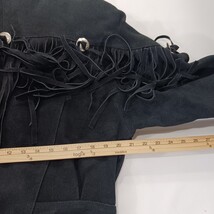 Vintage Kezia Womens Black Fringe Genuine Leather Western Cowboy Jacket Chest 42 image 6