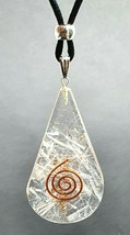 Orgone Selenite Necklace Pendant Spiritual Awareness Teardrop Copper Coil - $6.49
