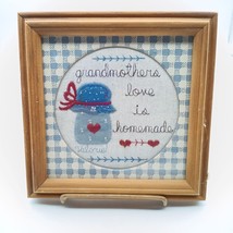 Vintage 1983 Grandma&#39;s Love Is Homemade Cross Stitch Framed Art by Valer... - £21.69 GBP