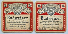 Vintage Budweiser Beer Coasters Beechwood Aged Lot of 2 NOS 3.3/8" SQ PB175 - $3.99