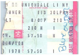 Vintage Blue Oyster Cult Ticket Stub January 13 1978 Nassau Uniondale New York - £19.45 GBP