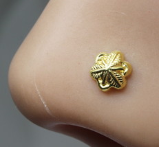 Beautiful Leaf Design Indian nose Stud Gold plated nose ear ring Push Pin 18g - £7.29 GBP