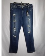 Torrid Jeans Women&#39;s 22 Tall Luxe Stretch Skinny Distressed Dark Wash NWT - $39.59
