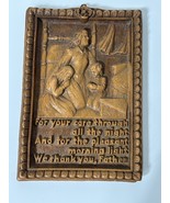 Vintage 50s Resin Wall Hanging Decor Plaque With Prayer Text Family Scene - $291.89 MXN