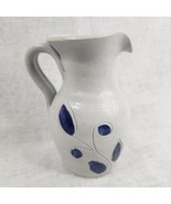 Williamsburg Pottery Pitcher Stoneware Salt Glaze Cobalt Blue 5&quot; Leaf Berry - £9.28 GBP