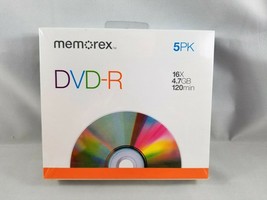 Memorex 5 Pack 16X 4.7GB DVD-R Blank Recordable Discs - £4.68 GBP