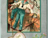 Sailor Blue Boys Valentine Greetings Foiled Embossed 1908 DB Postcard I10 - $6.88