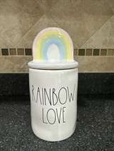 Rae Dunn Rainbow Love Scented Wax Candle With Lid Canister Magenta  - $15.88