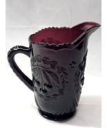 Vintage LG WRIGHT 46 Ounce CHERRY AMETHYST PURPLE Sawtooth Heavy Glass P... - $49.59 CAD