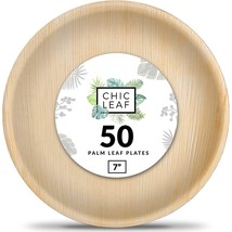 Disposable Palm Leaf Plates 7 Inch Bamboo Plates Round (50 Count) | Eco Friendly - £40.88 GBP