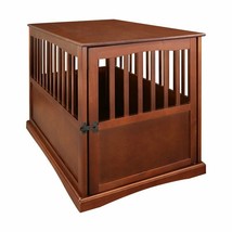 Indoor Wooden Dog Pet Crate End Table Furniture Walnut Finish Family Roo... - £135.00 GBP