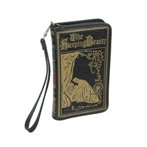 Black and Gold Sleeping Beauty Book Wallet ID Holder Snap Close Novelty Wristlet - £27.48 GBP
