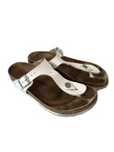 Birkenstock Womens Sandals Gizeh White Leather T-Strap Sz 36 / Us 5 - 5.5 - £25.25 GBP