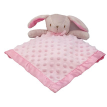 Pink Bunny Baby Lovey Minky Dot Satin Trim Security Blanket Plush Rabbit Soft - £7.41 GBP
