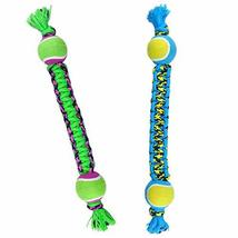 MPP Paracord Rope Big Dog Toys Durable Braided Double Tennis Ball Tug 18.5&quot; Larg - £16.24 GBP+