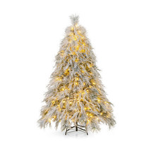 6 Feet Pre-Lit Snow Flocked Christmas Tree with Warm White LED Lights-6 ft - Col - $242.56