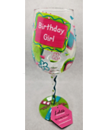 Lolita Birthday Girl, Too Wine glass pink heart drinkware decor New Tag MS - £23.69 GBP