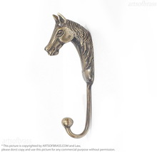 6.70&quot; Solid Brass Horse Head Hook | Animal Horse Strong Wall Mount Coat ... - $33.50