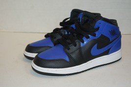 Nike Air Jordan 1 Mid Shoe Black Hyper Royal 554725-077 Youth Size 4.5Y ... - $69.29