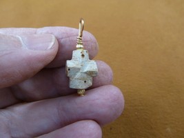 (CR504-25) 5/8&quot; Fairy Stone Pendant Christian Cross Staurolite Crystal Gold - £14.89 GBP