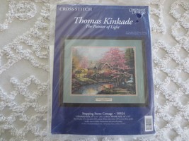 Sealed CANDAMAR Thomas Kinkade STEPPING STONE COTTAGE Cross Stitch  KIT ... - $14.85