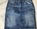 Gap Denim Skirt Deconstructed Hem Raw Edge Western Pocket medium Wash sz... - $24.09