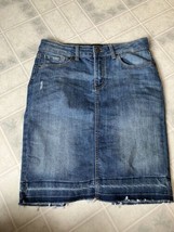 Gap Denim Skirt Deconstructed Hem Raw Edge Western Pocket medium Wash sz... - $24.09