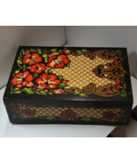 Vintage Ukrainian hand painted wooden box 1980&#39;s. L 7-3/4&quot; X W 5-1/8&quot; X ... - $27.99