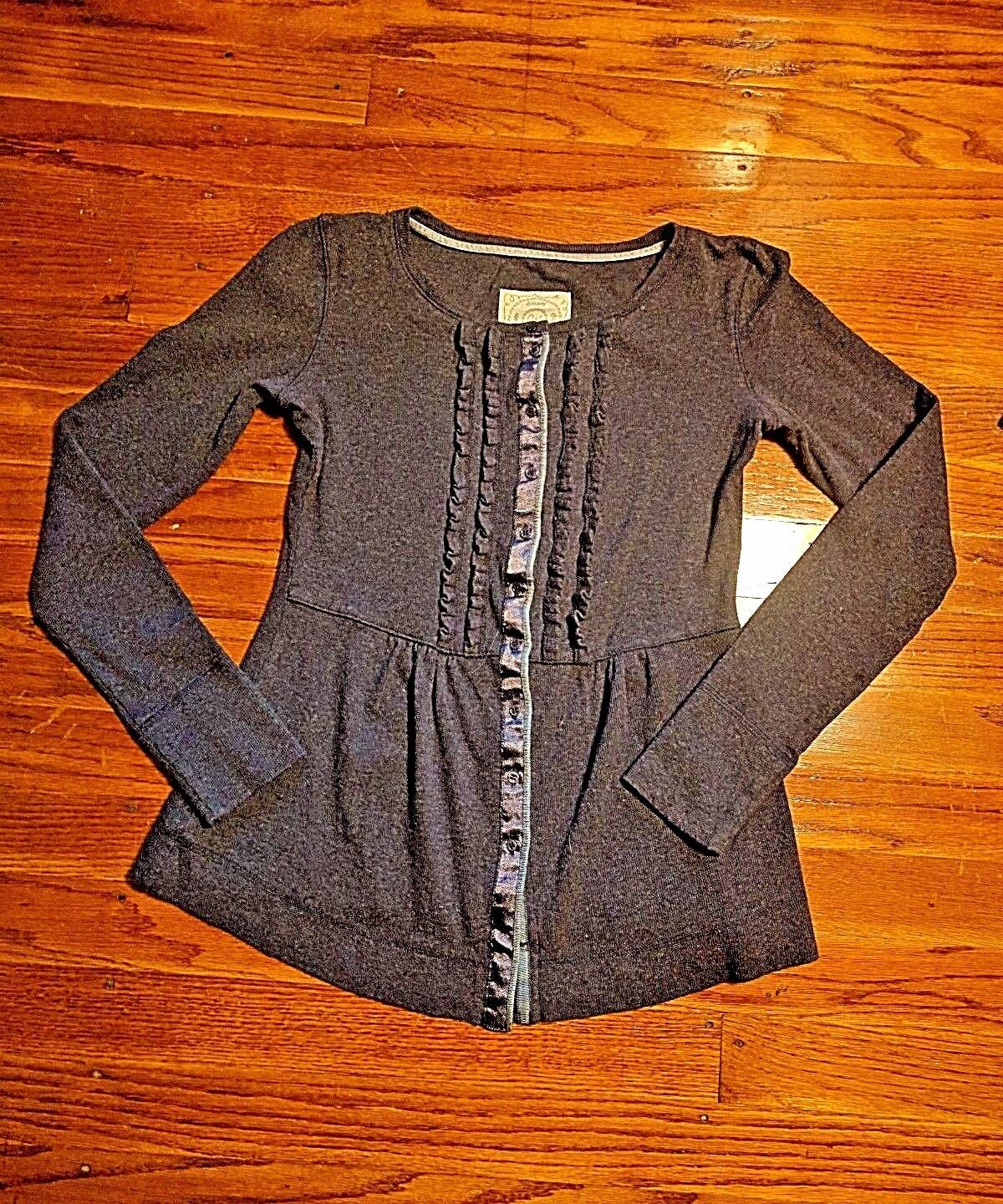 Primary image for Wrap Cardigan Gray Women Peplum Front Ruffle Size 4 Cotton Blend Long Sleeve