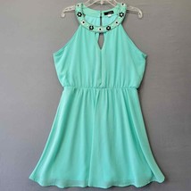Faisca Womens Dress Size S Frilly Mini Sheath Green Mint Rhinestone Sleeveless - £10.39 GBP