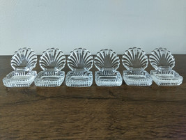 Fostoria Glass Clam Shell Place Card Holder and Ashtray Set of Six 1936-1940 - £52.77 GBP