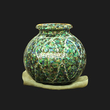 12&#39;&#39; Marble Flower Pot Decorative Random Inlay Pauashell Stone Decor Gifts H3748 - £805.15 GBP
