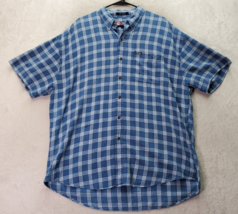 Chaps Ralph Lauren Shirt Men XL Blue Plaid 100% Cotton Logo Collared Button Down - £14.54 GBP