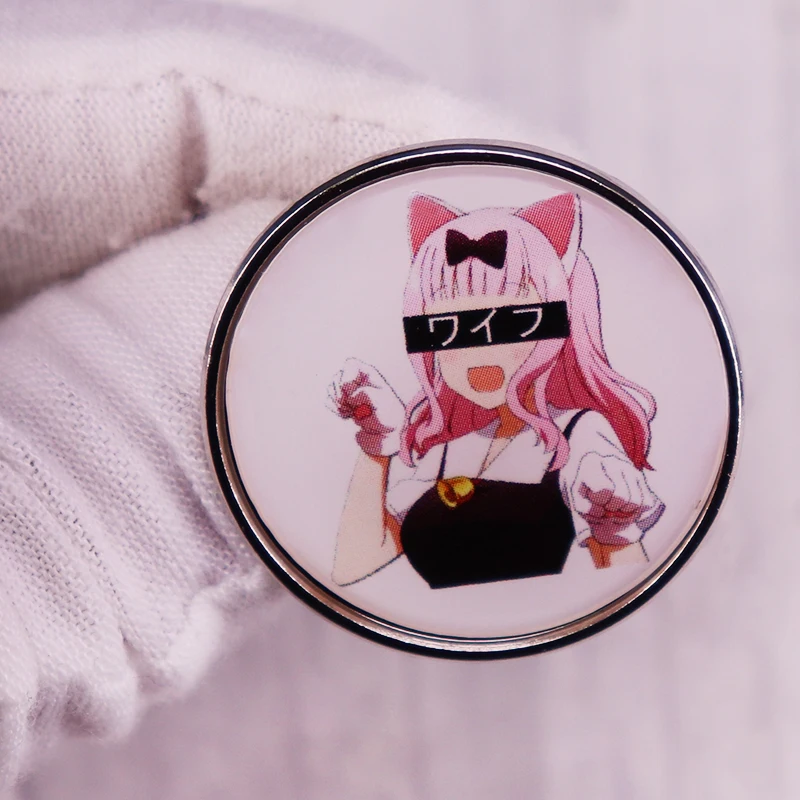 Kaguya Sama Love Is War Badge Chika Fujiwara Brooch Lapel Pin Pink Hair Anime - £8.43 GBP